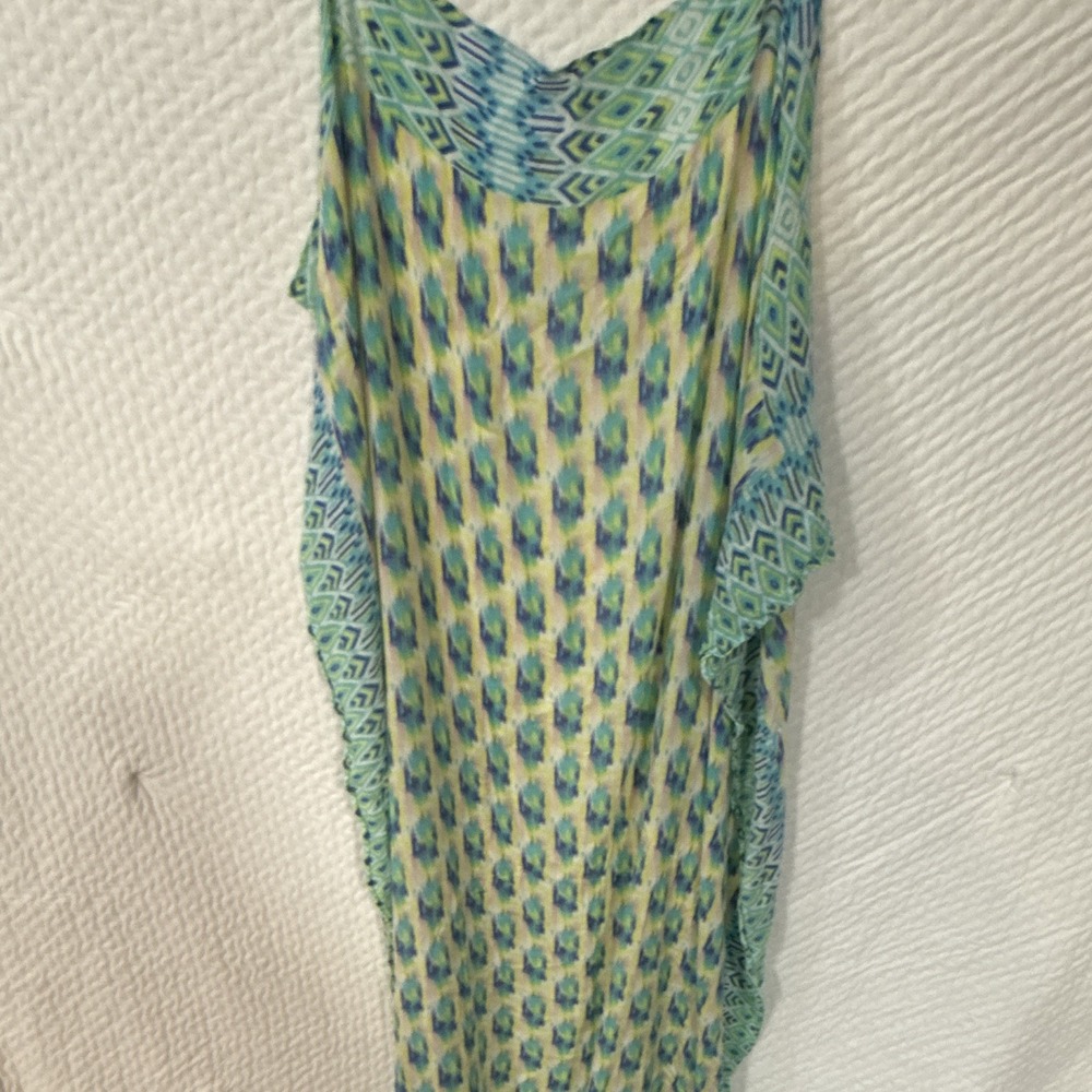 Stella and Dot Union Square Scarf Pastel Geometric Viscose with Pouch Womens - Picture 2 of 3